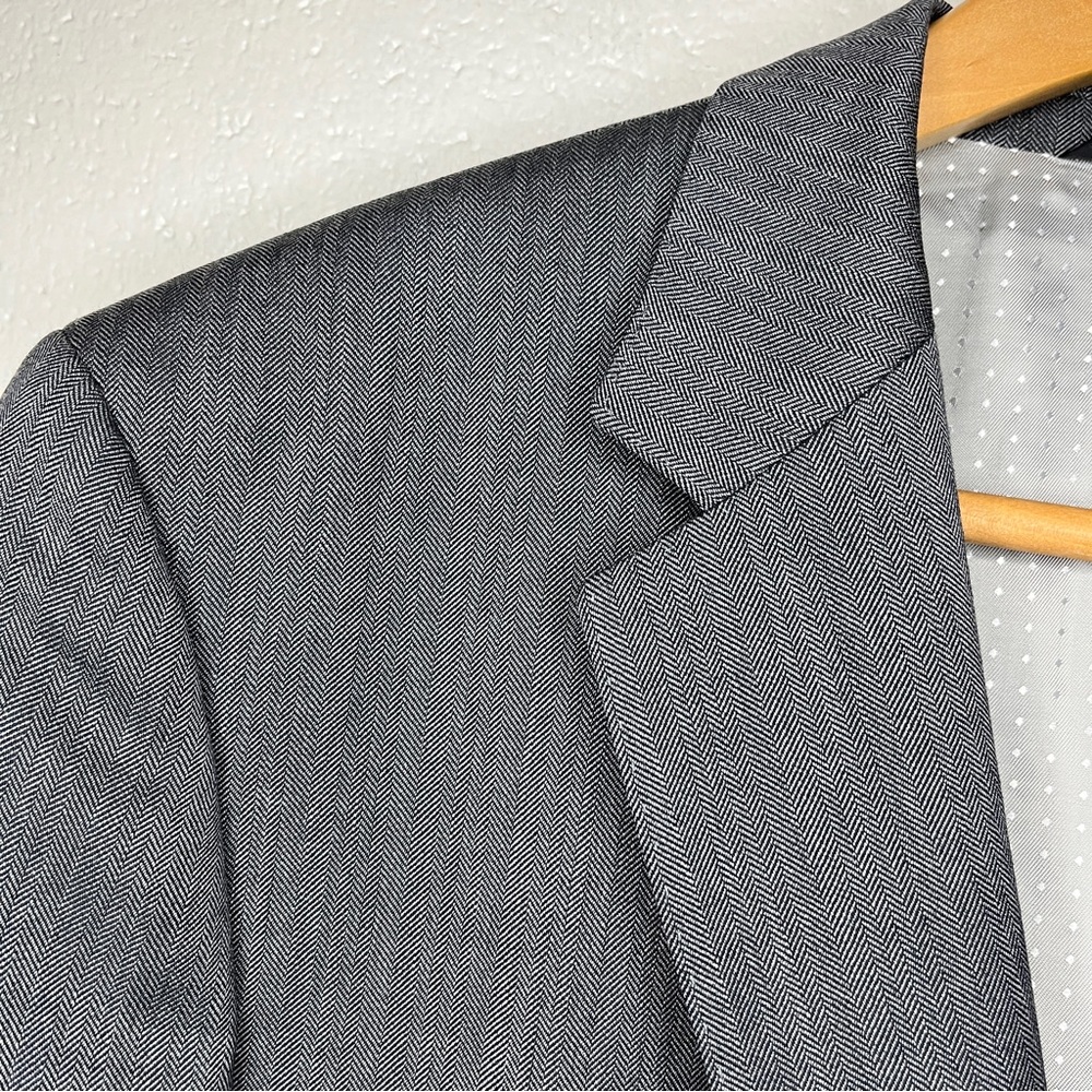 Hugo Boss Mens  Size 40L The Sweet87 Wool Metal Button Herringbone Blazer Jacket - Picture 3 of 16